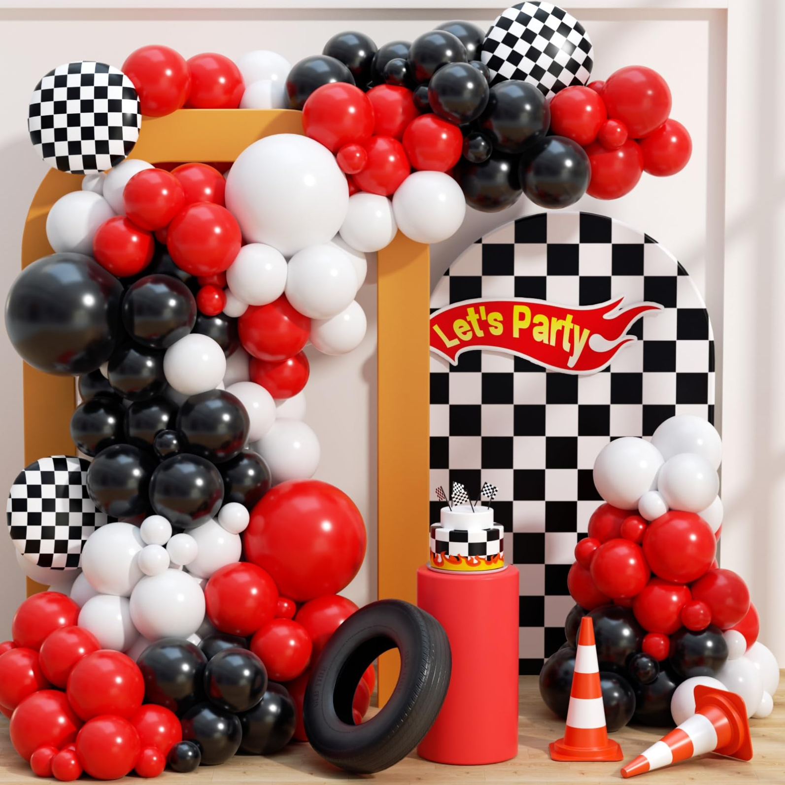 HKYOOD Race Car Balloon Garland Arch Kit