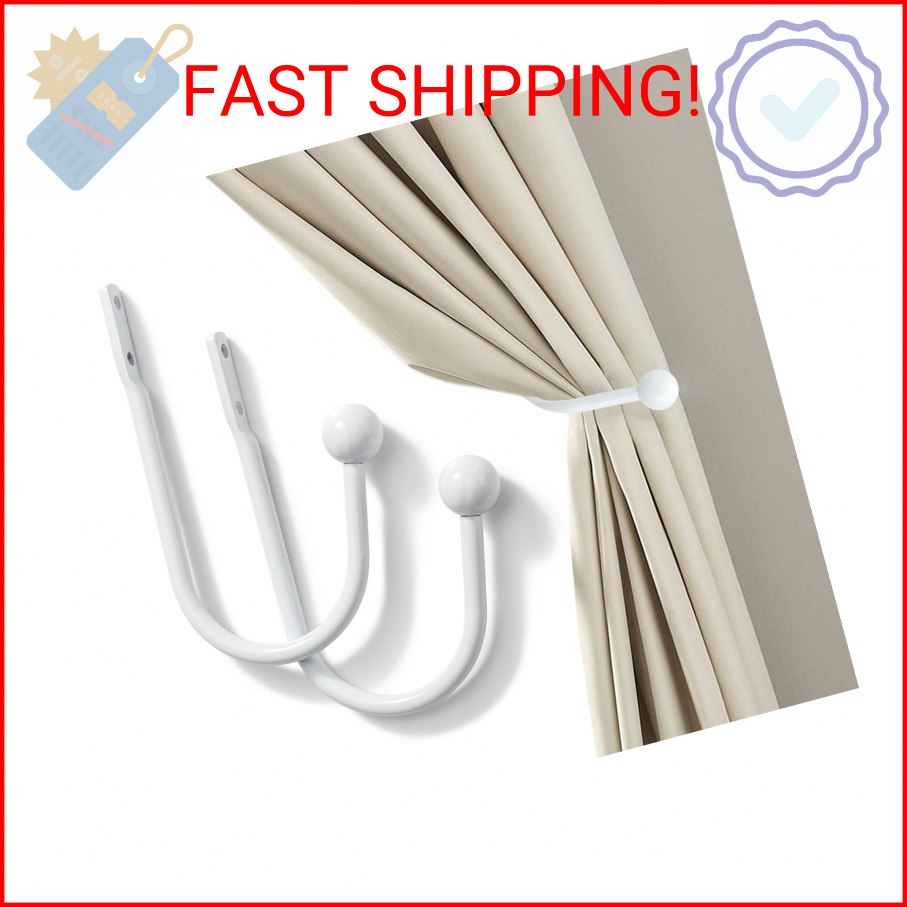 Set of 2 Curtain Holdbacks, Metal Decorative Drapery Holdback, Wall Mounted Wind